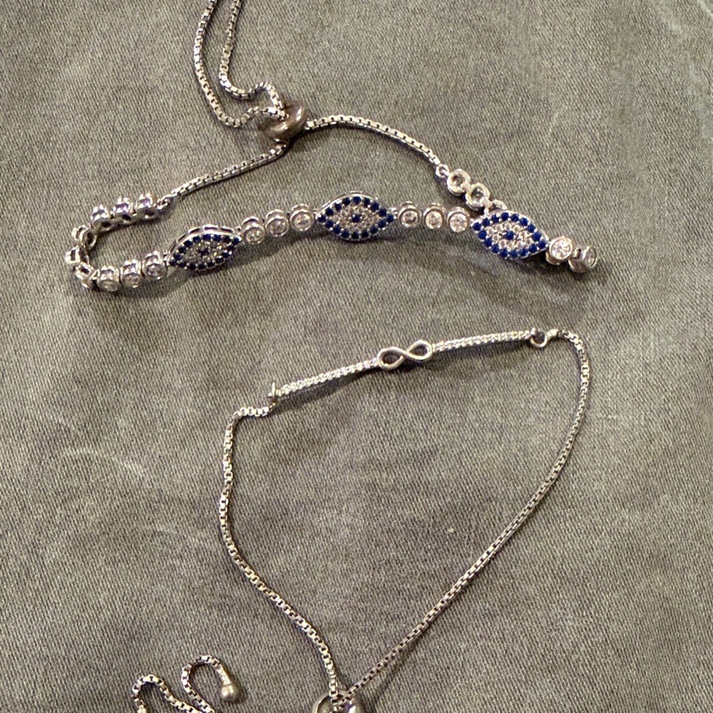 Elegant Silver and Blue Bracelet Set